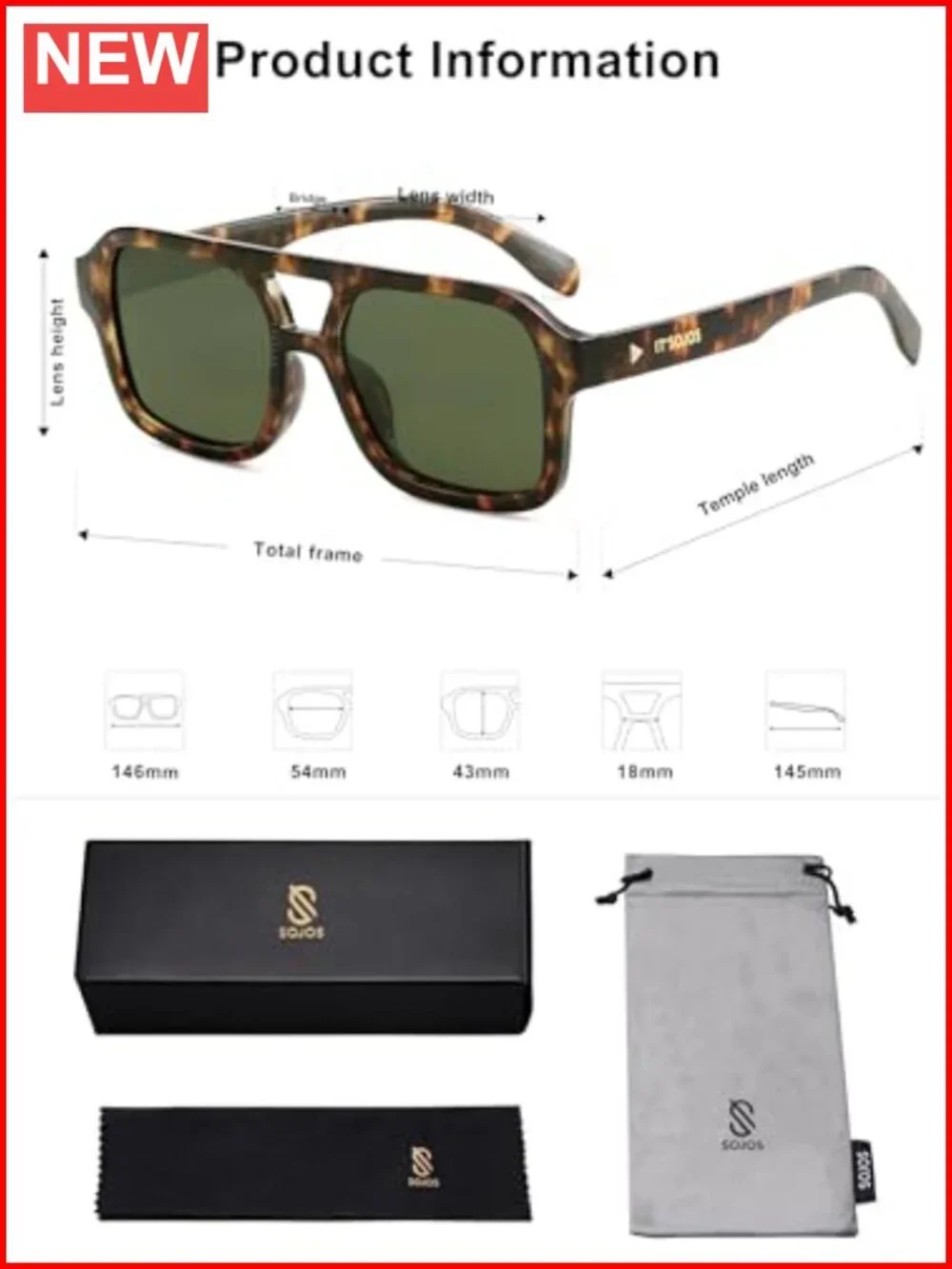 Retro Aviator Square Sunglasses Polarized Trendy 80s 90s Sun Glasses